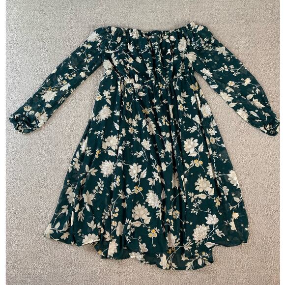 Torrid Dress Mini Off the Shoulder Floral Green Size 10 (M/L) - Picture 2 of 9